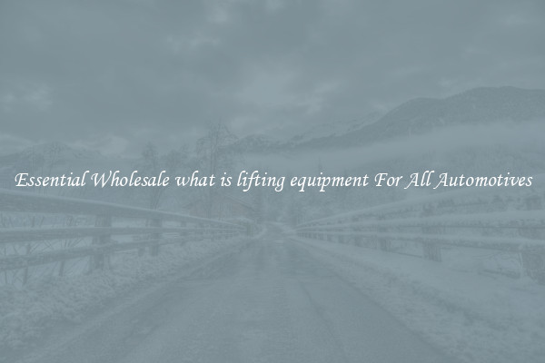 Essential Wholesale what is lifting equipment For All Automotives