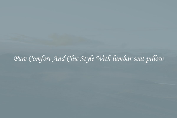 Pure Comfort And Chic Style With lumbar seat pillow